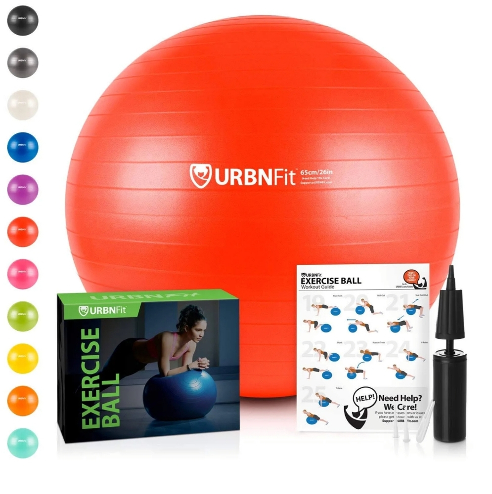 URBNFit Exercise Ball - Yoga Ball in Multiple Sizes for Workout, Pregnancy, Ect - Picture 6 of 8